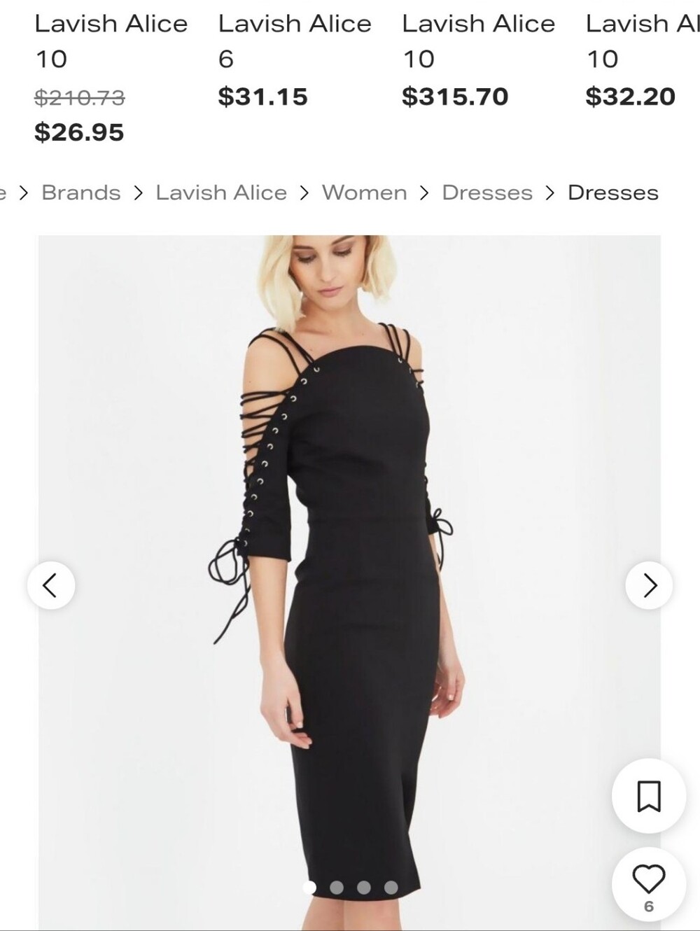 New Lavish Alice Black Lace-Up Cold-Shoulder Midi Dress with Strappy Shoulders